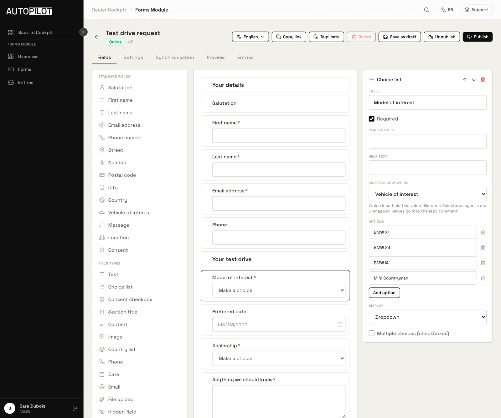 Forms, AutoPilot Platform
